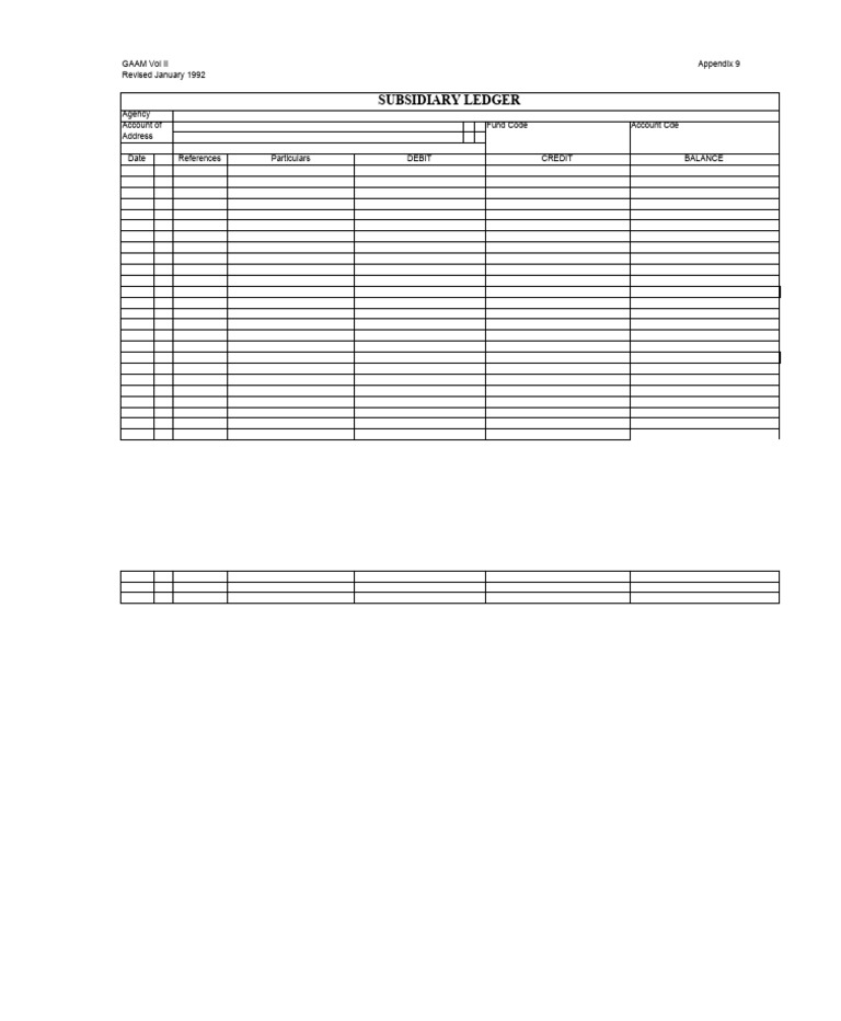 Subsidiary Ledger Account Format | PDF