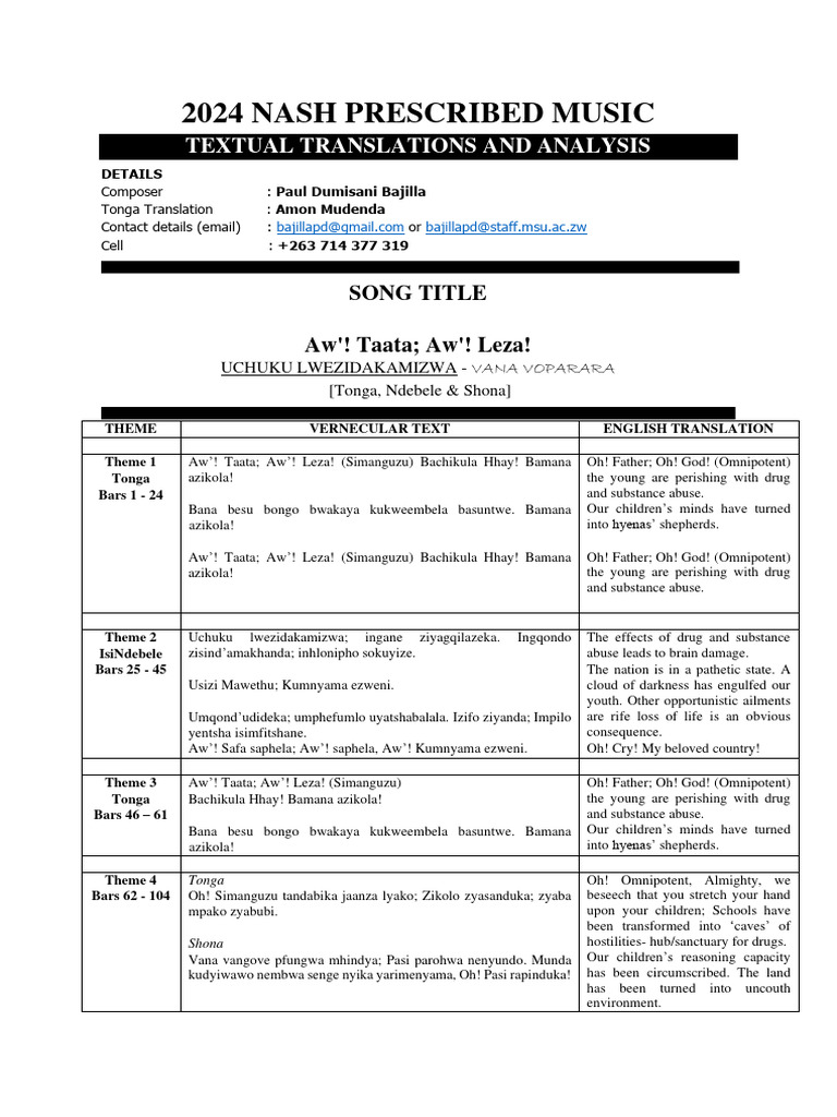 2024 Nash Prescribed Music Analysis Bajilla PD PDF