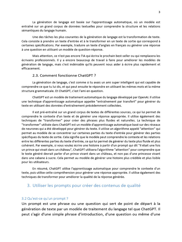 Comprendre ChatGPT et la génération de texte | PDF | Apprentissage ...