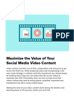 Maximize The Value of Your Social Media Video Content Free Workbook