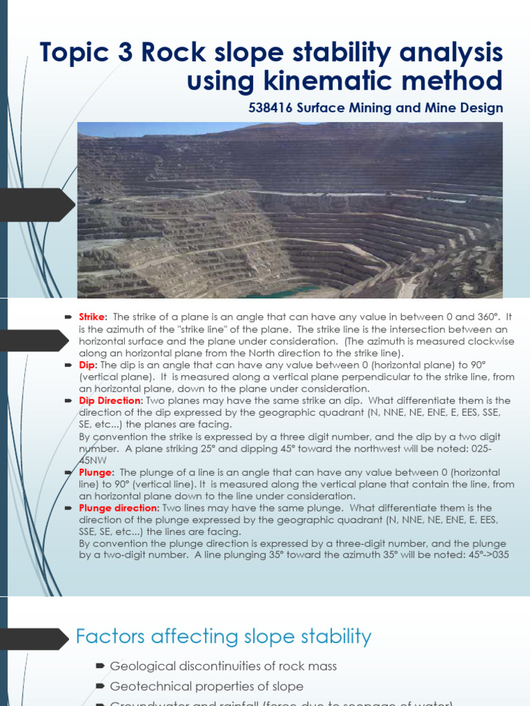 Kinematic Analysis of Rock Slope Stability | PDF | Geology | Earth Sciences