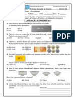 Prova Matemática 3º Bimestre