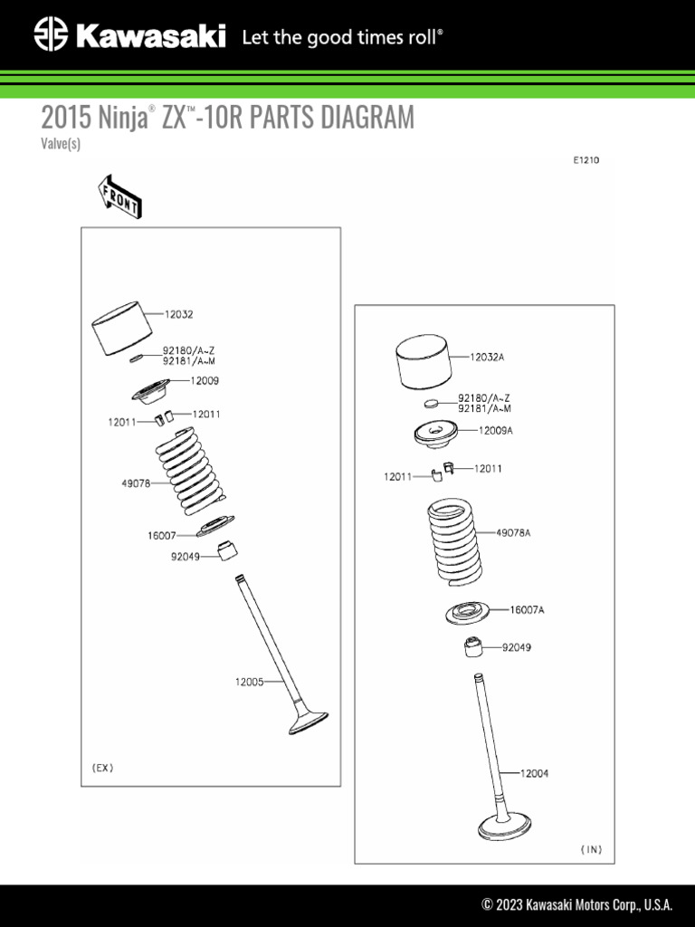 2015 Ninja® ZX™10R Valve(s) PDF Hydraulics Vehicle Parts