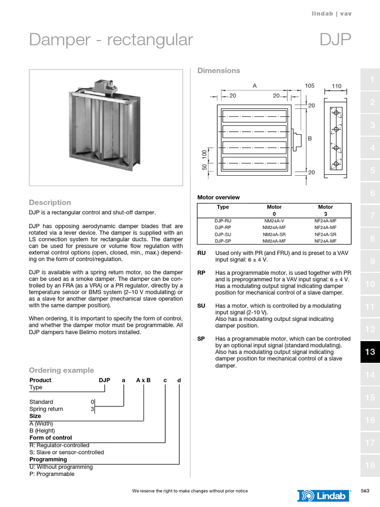 Rectangular Control Damper DJP Overview | PDF | Electrical Engineering