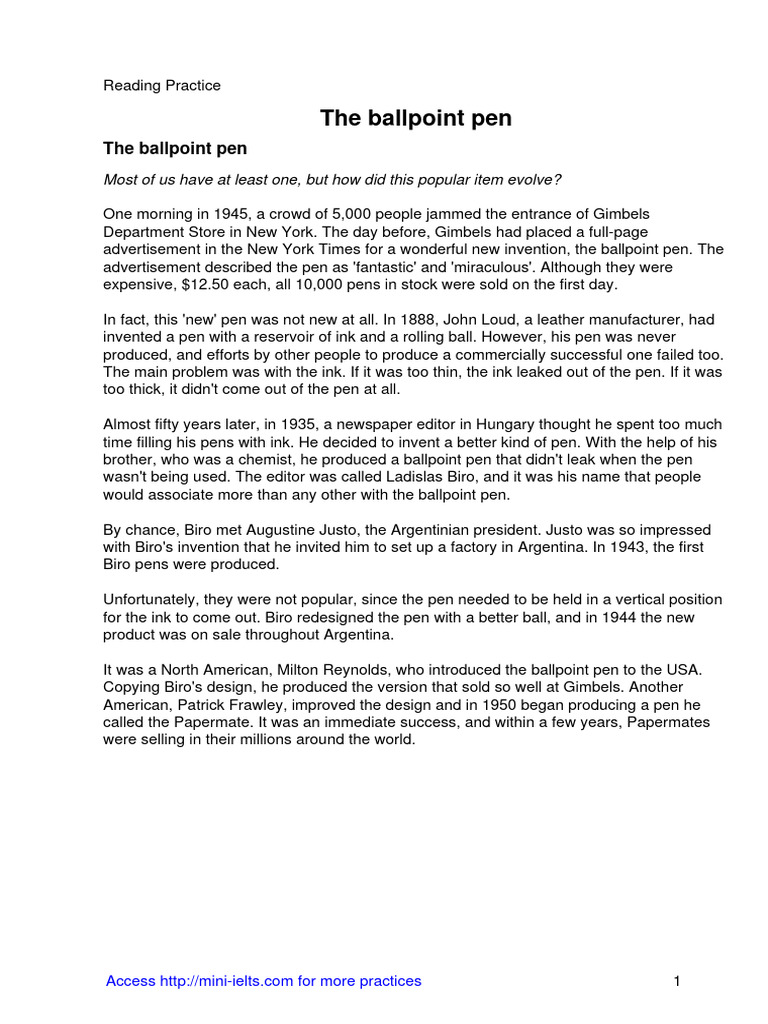 The Ballpoint Pen | PDF | Portable Tools | Stationery