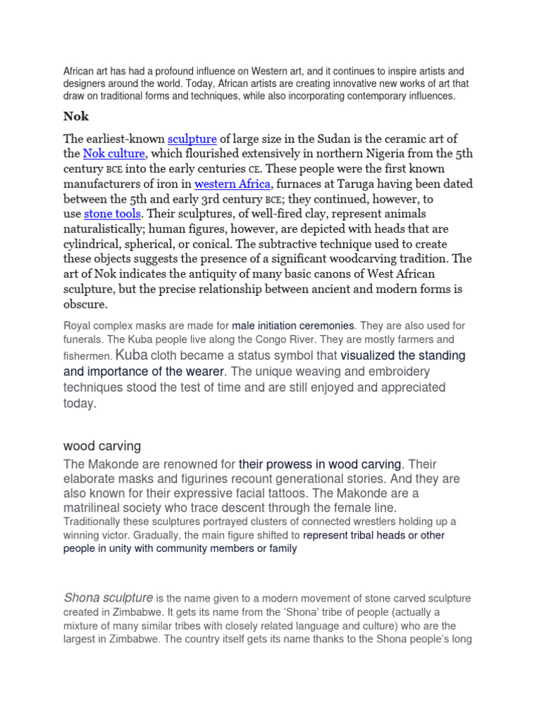 African Art Has Had A Profound Influence On Western Art | PDF ...