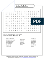 Spring Activities Word Search