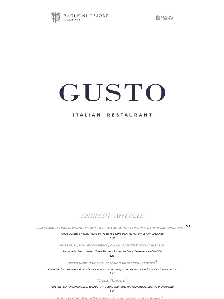 Gusto Restaurant Menu Overview | PDF | Tomato Sauce | Hamburgers