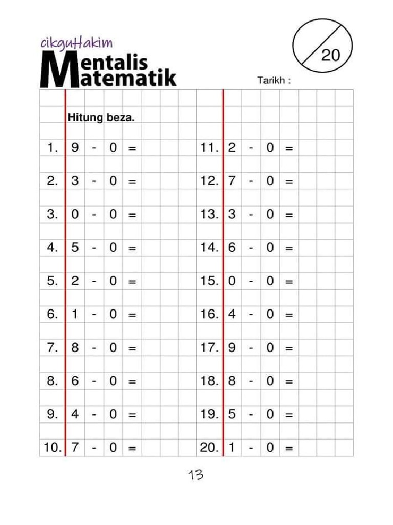 Latihan Operasi Tolak | PDF