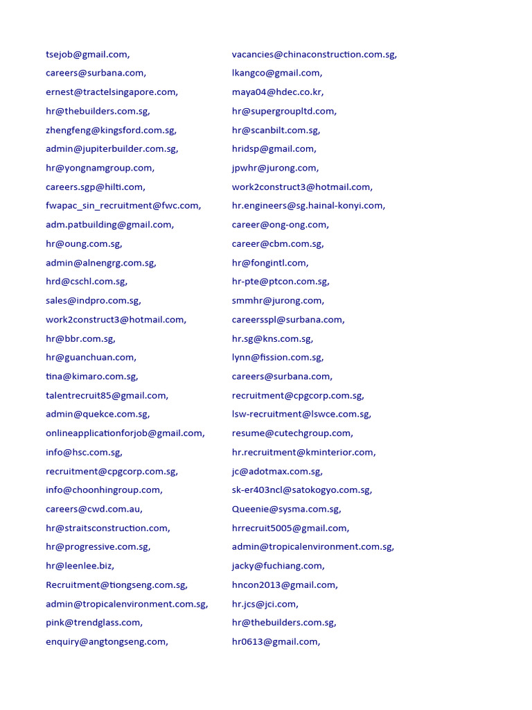 Contact List for Singapore Companies | PDF