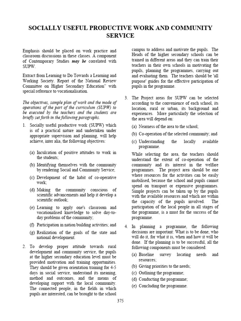 Understanding SUPW Objectives and Activities | PDF | Climate Change ...