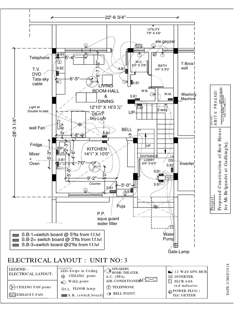 Proposed Row House Electrical Layout | PDF | Electric Power | Equipment