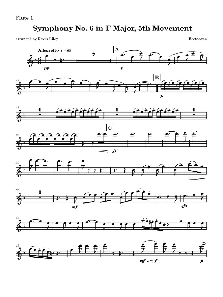 01 - Flute 1 - Symphony No. 6 in F Major, 5th Movement | PDF ...