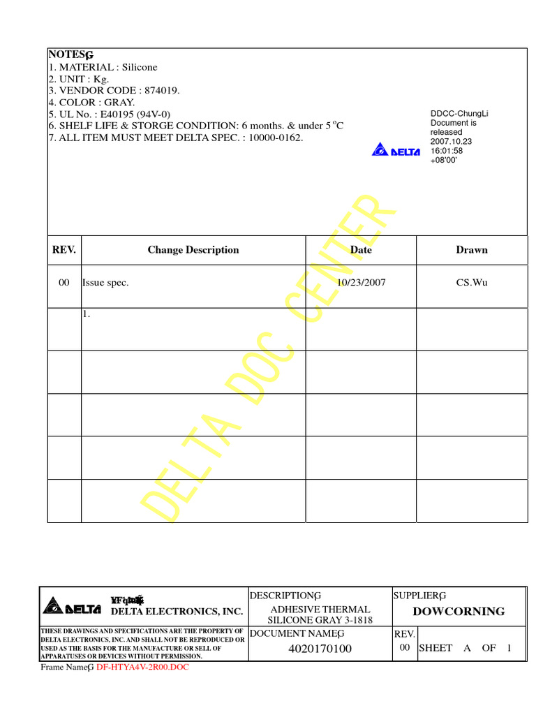 MSDS 4020170100 PDF Silicone Dangerous Goods