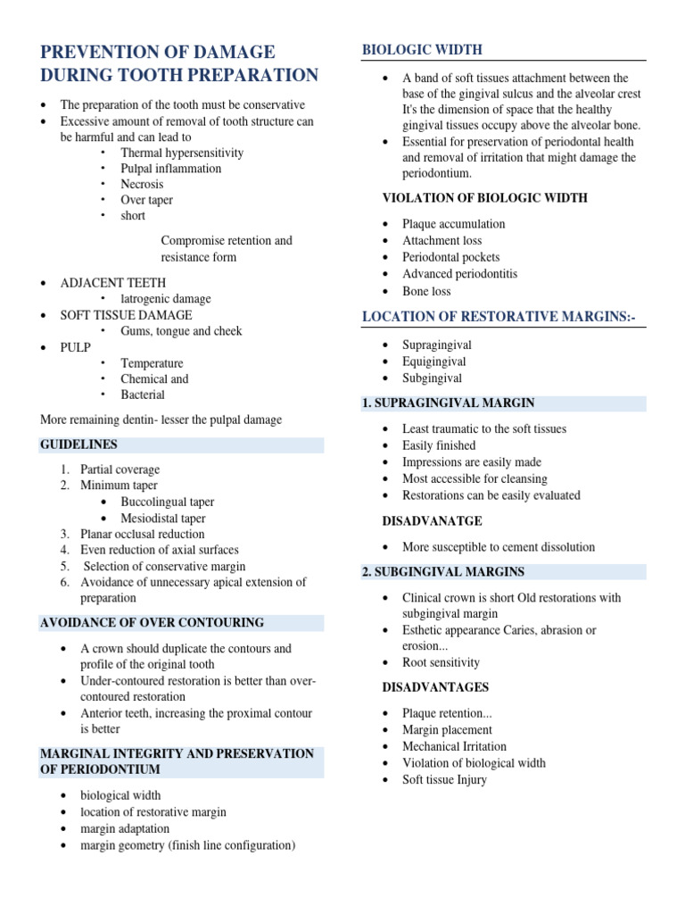 Guidelines for Tooth Preparation Safety | PDF | Human Tooth | Mouth
