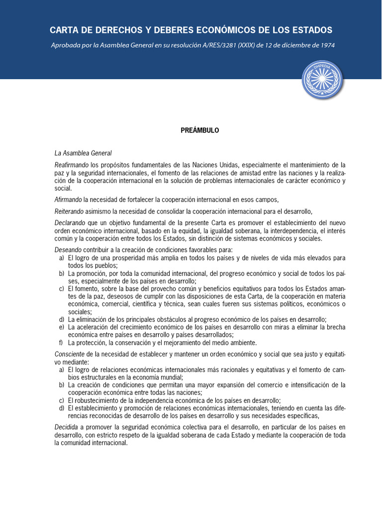 Carta de Derechos y Deberes Económicos | PDF | El comercio ...