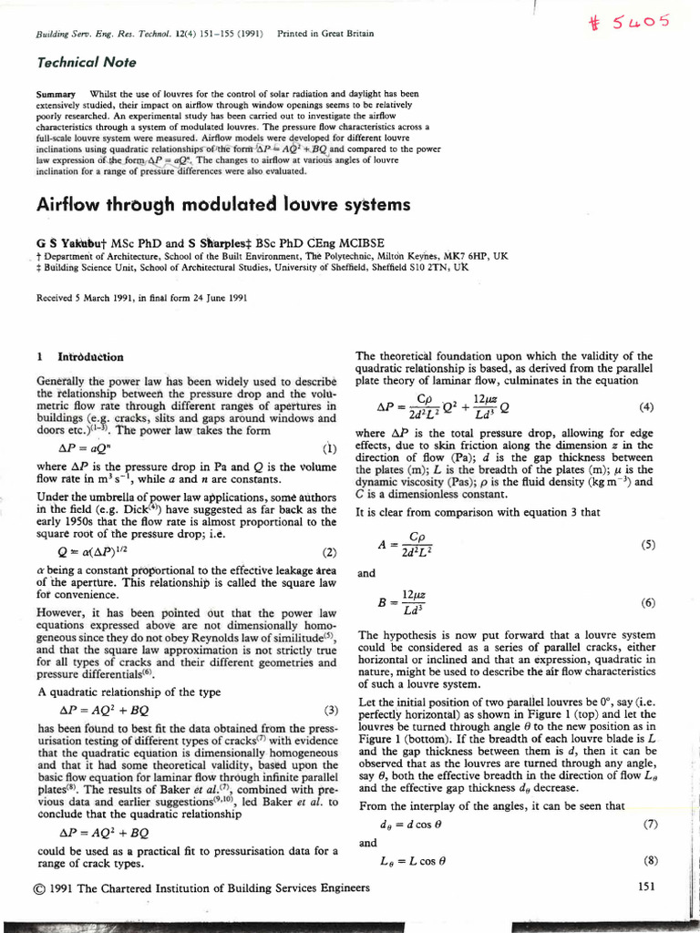 Airflow Characteristics of Louvres | PDF | Fluid Dynamics | Pressure ...