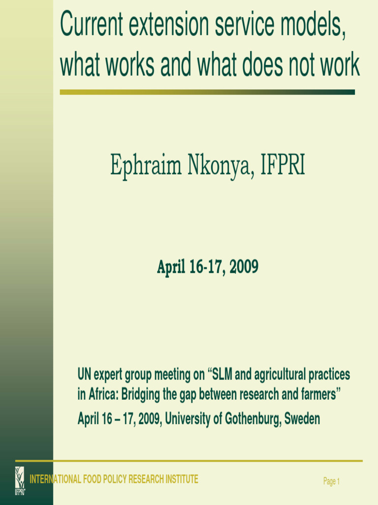 Agricultural Extension Models in Africa | PDF | Non Governmental ...