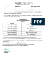 Class XI Date Sheet of Final Exam 2020-21