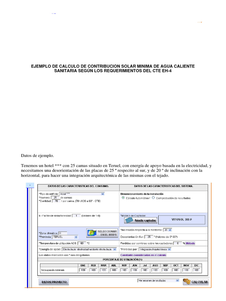 Ejemplo 1 de Calculo de Contribucion Solar Minima de ACS Segun CTE ...