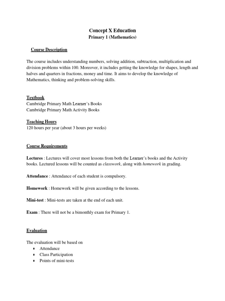 Primary 1 Maths Syllabus Print Pdf Weight Mathematics