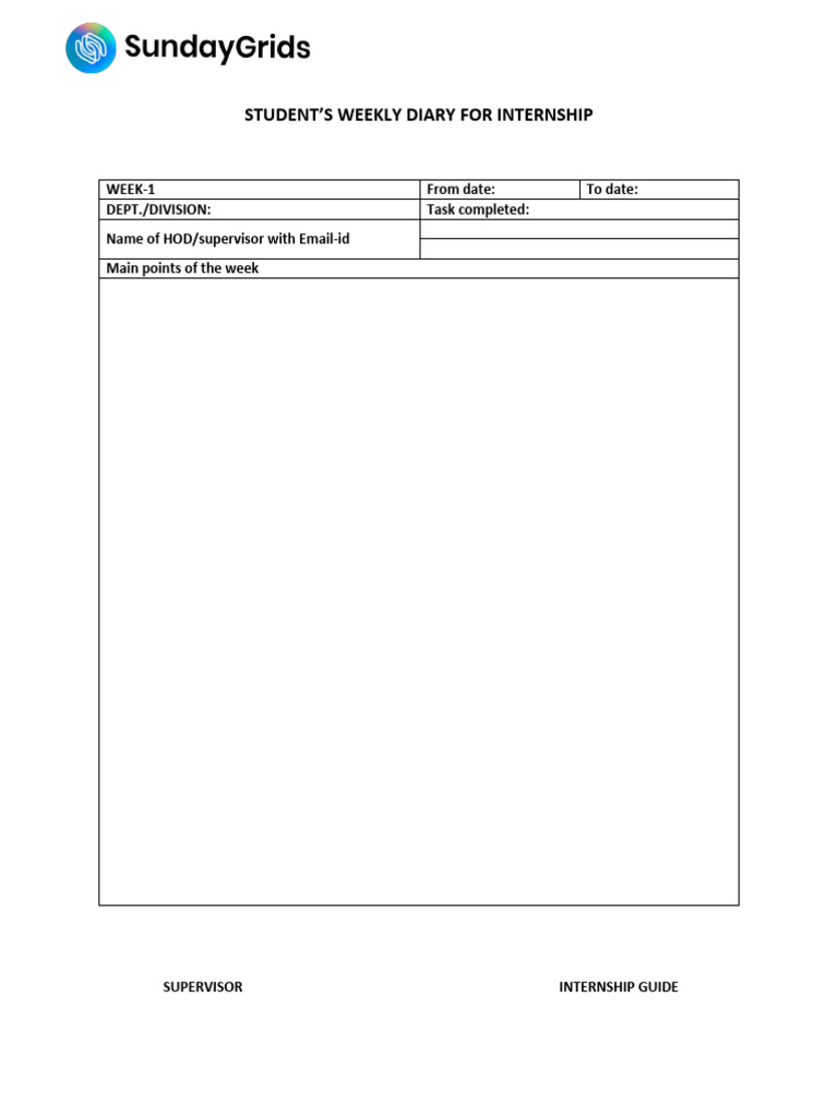 Student weekly diary internship pdf