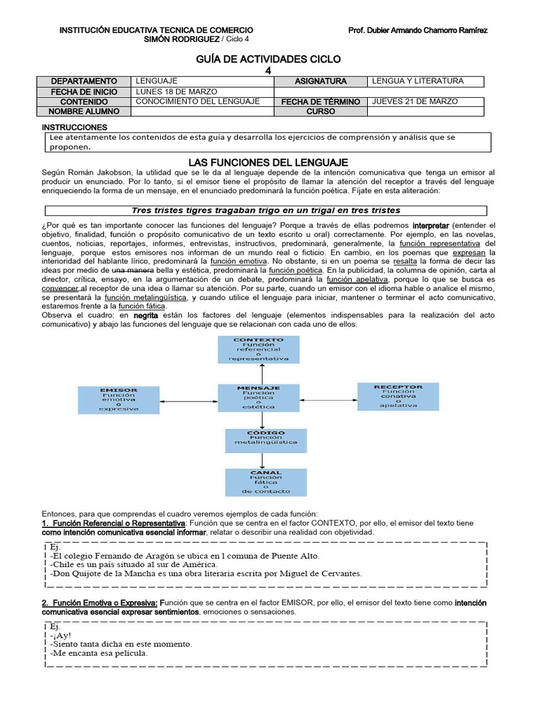Funciones del Lenguaje en Comunicación | PDF | Lingüística ...