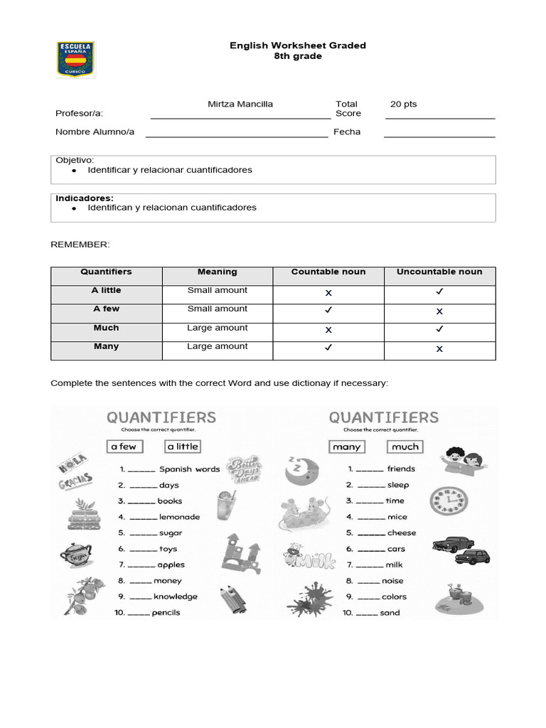 Guia Evaluada de Quantifiers | PDF
