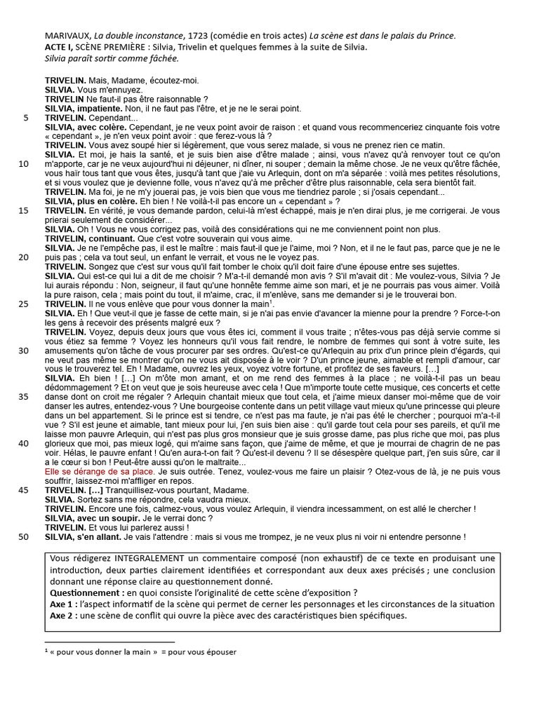 La double inconstance : scène d'exposition | PDF