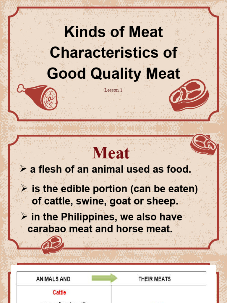 Types and Quality of Meat Explained | PDF