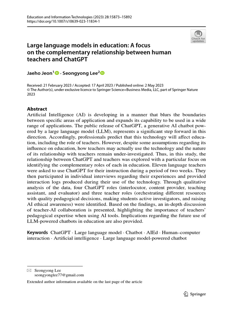 ChatGPT's Role in Language Education | PDF | Teachers | Artificial ...
