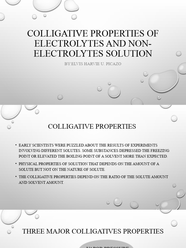 Colligative Properties of Electrolytes | PDF | Phases Of Matter ...