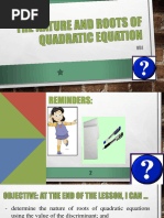 Lesson 2 The Nature and Roots of Quadratic Equation