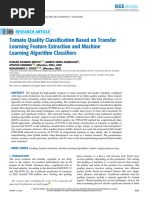 Tomato Quality Classification Based On Transfer Learning Feature Extraction and Machine Learning Algorithm Classifiers