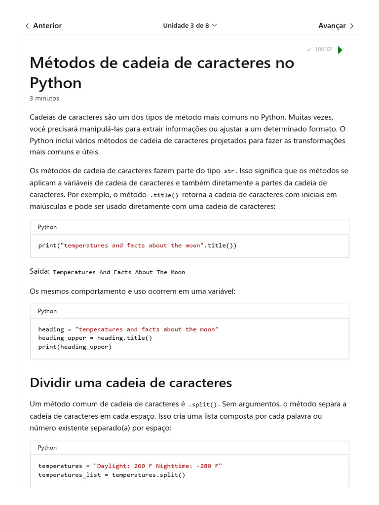 Métodos de Cadeia de Caracteres em Python | PDF | Python (linguagem de ...