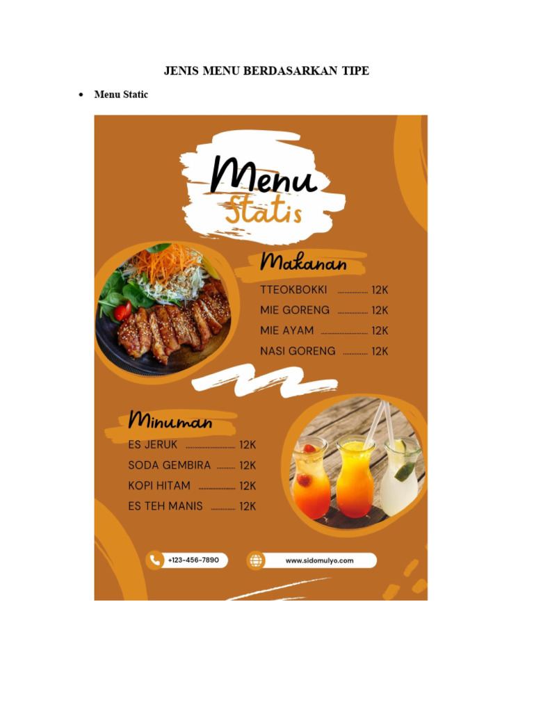 Jenis Menu Berdasarkan Tipe | PDF