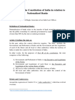 Article 12 of The Constitution of India in Relation To Nationalized Banks