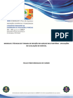 Modelos e Técnicas de Tomada de Decisão em Análise Multicritério