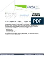 Psychometric Tests Useful Resources