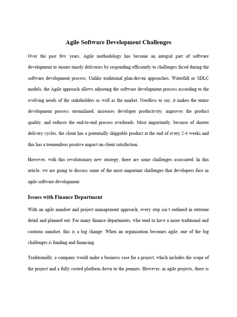Agile Development Challenges | PDF | Software Development Process ...