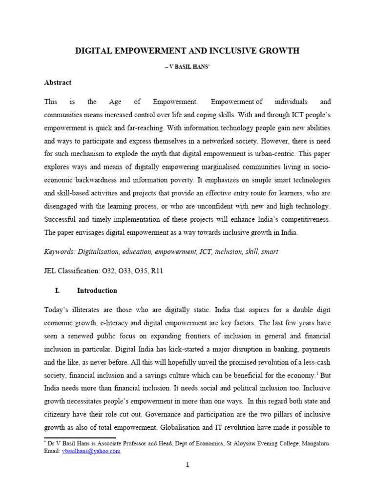 Digital Empowerment for Inclusive Growth | PDF | Social Exclusion ...
