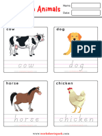 Tracing Words Worksheets Farm Animals