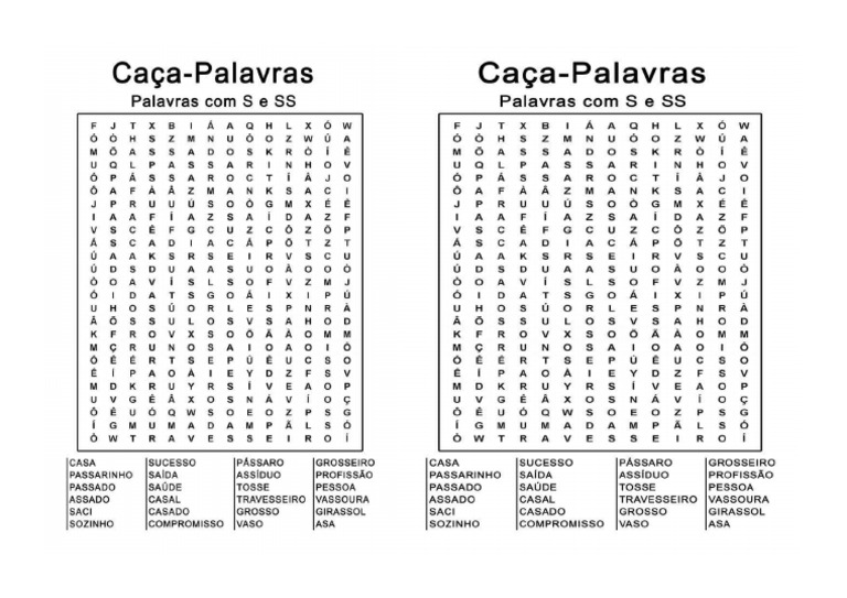Caça Palavras S e Ss | PDF