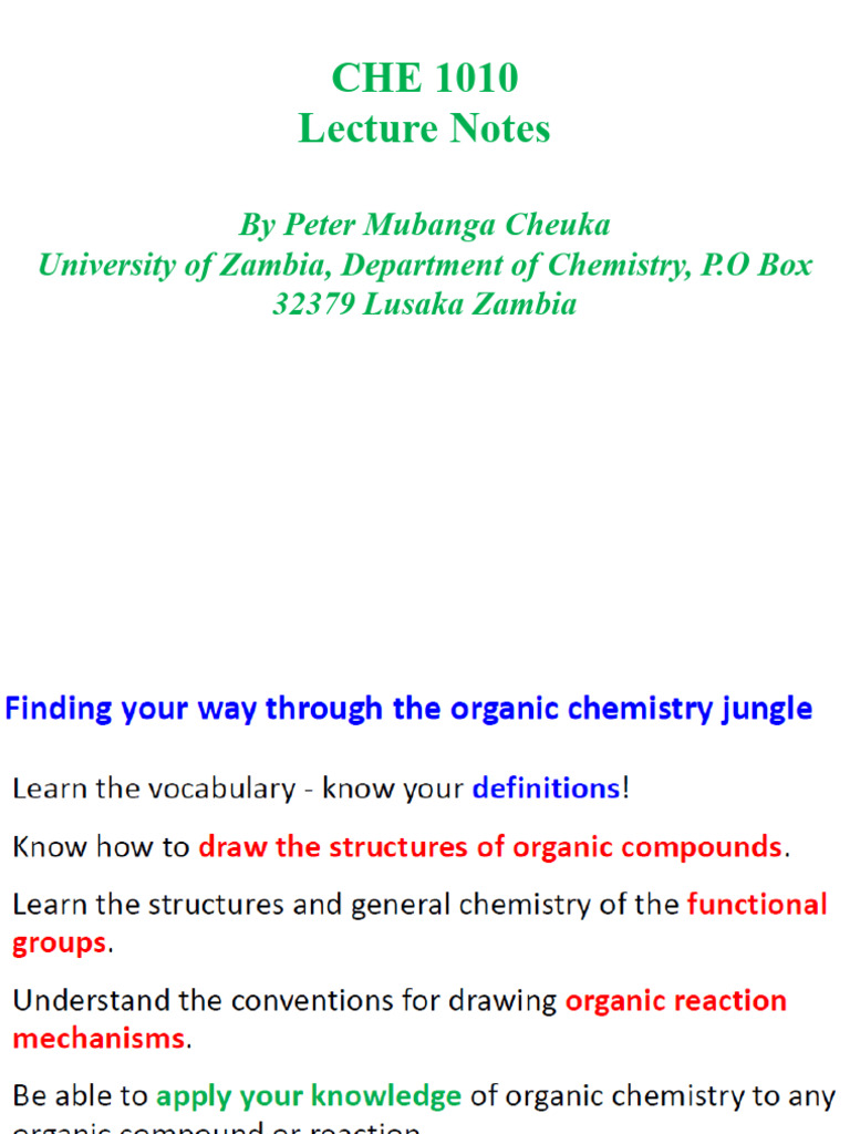 Che 1010 Lecture Notes Organic Chemistry Pdf Functional Group