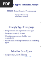 Java: Data Types, Variables, Arrays: CS F213: Object Oriented Programming