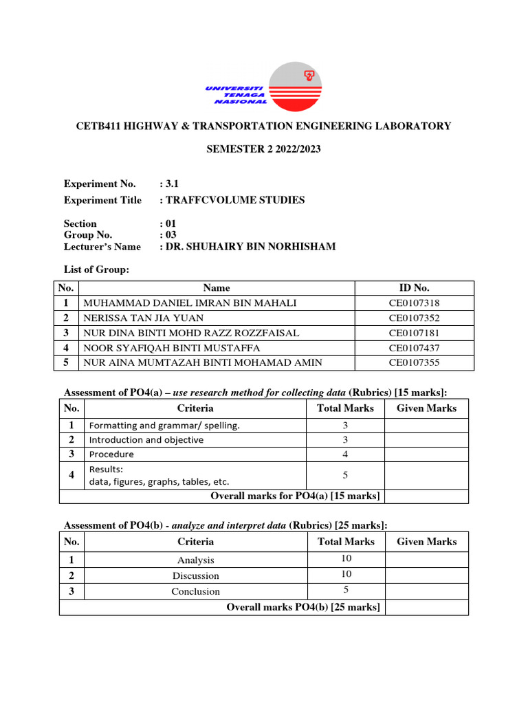 Traffic Volume Study Report | PDF | Traffic | Intersection (Road)