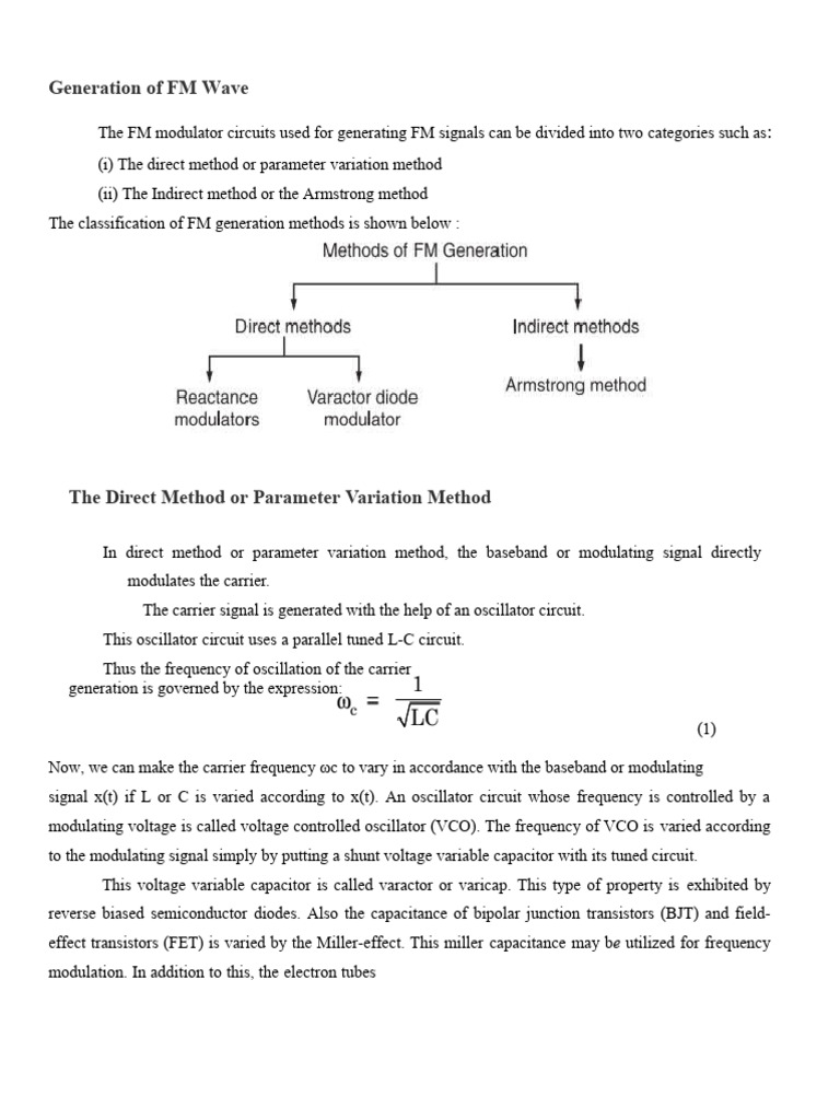 Direct Method of FM Generation Explained | PDF | Electronic Oscillator ...