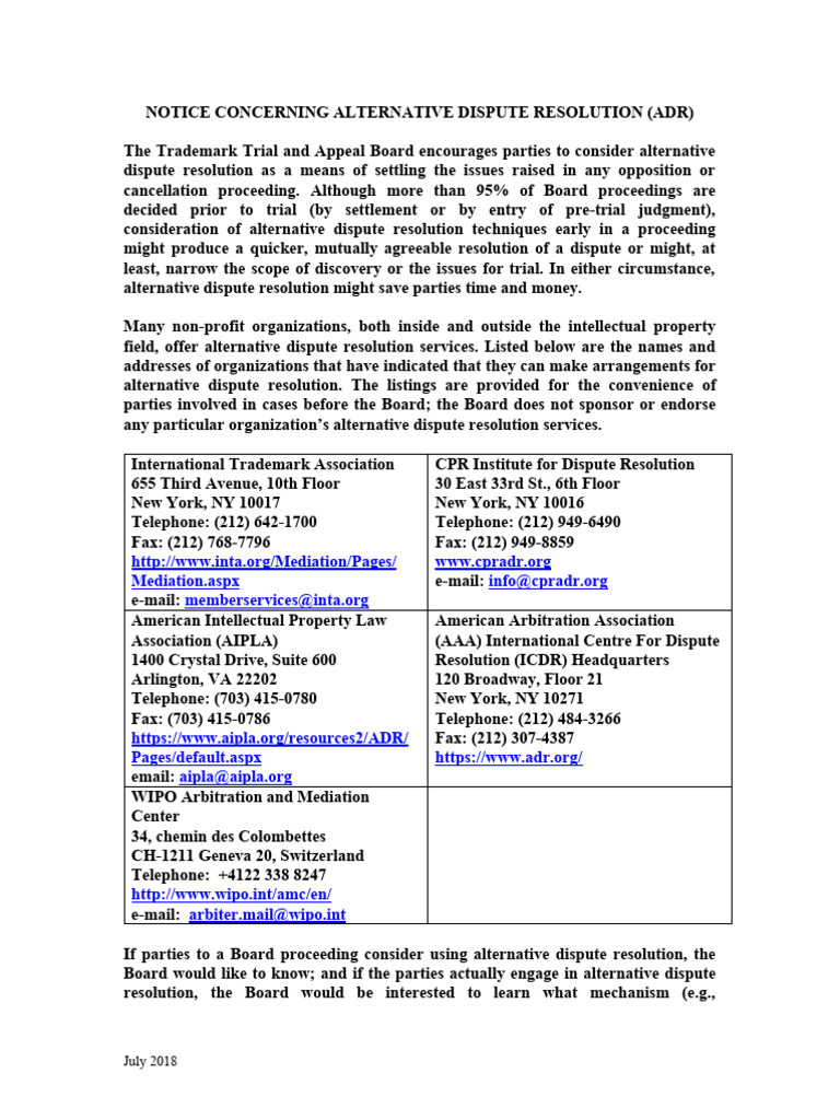 Snapshot of Global Trademark Dispute Resolution Investigation Report