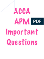ACCA APM Important Questions