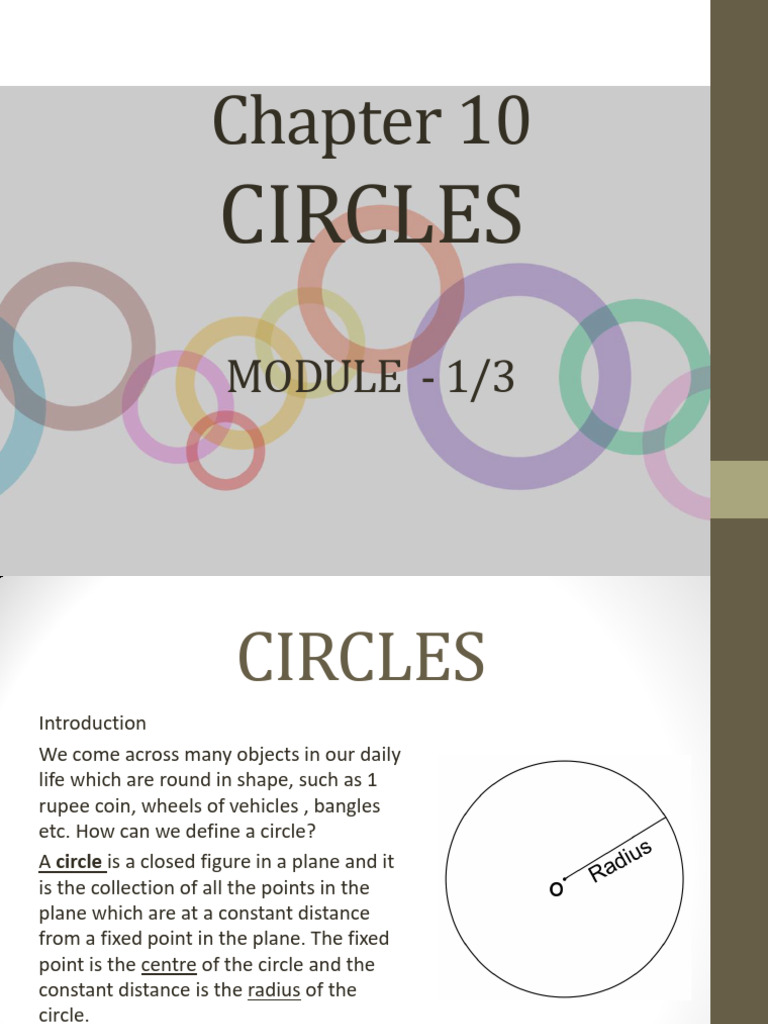 Introduction to Circles for Class 9 | PDF | Circle | Triangle Geometry